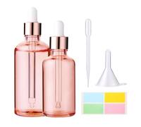 Hyber&Cara Flaconi con pipetta in vetro, 50 ml, 100 ml, in vetro rosa, per farmacisti, con contagocce per oli essenziali, oli profumati, coloranti liquidi per aromaterapia