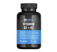 HyBlue Vitamina D3 K2 Mk7 180 Cps, 100% Vegano, Fino 6 Mesi | Vitamina D3 2000 U
