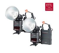 Hybrid360 Wistro AD360II-N - Kit doppio compatibile con Nikon portatile nudo lampadina flash location stroboscopica 360 Ws HSS alimentato a batteria GN 80 m per eventi di matrimonio, Canon, Nikon, Sony, Olympus, Panasonic, Fuji (HyBRID360 Twin Kit ITTL)