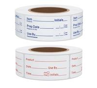 Hybsk 2 rotoli di adesivi rimovibili per alimenti, 2 x 5 cm, etichette promemoria per conservazione degli alimenti, etichette per barattoli di conservazione, 1000 pezzi (rosso, blu)