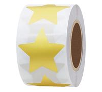 Hybsk Etichette adesive in carta a forma di stella, 3,8 cm, color oro metallizzato, per imballaggio, artigianato, bomboniere, 500 etichette in totale per rotolo (oro)