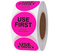 Hybsk Fluorescence USE First Stickers Restaurant Food Service FIFO Label 3,8 cm totale 500 etichette per rotolo (rosa fluorescente)