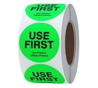 Hybsk fluorescenza"use First" Trilingual rimovibile etichetta 3,8 cm totale 500 etichette per rotolo Fluorescence Green