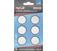 HyCell Pile a bottone al litio CR2450 3V, 6 pezzi, lunga durata, per calcolatrice, bilancia, orologio, chiave dell'auto, apri garage, telecomando, luce