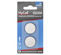 HyCell Pile a bottone al litio CR2450 3V, 2 pezzi, lunga durata, per calcolatrice, bilancia, orologio, chiave dell'auto, apri garage, telecomando, luce