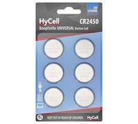 HyCell Pile a bottone al litio CR2450 3V, 6 pezzi, lunga durata, per calcolatrice, bilancia, orologio, chiave dell'auto, apri garage, telecomando, luce