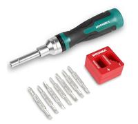 HYCHIKA 16 pezzi in 1 cacciavite a cricchetto, set di cacciaviti magnetici tutto in uno, multiutensile a cricchetto con punte esagonali a doppia estremità Phillips, a taglio, Torx e quadrate
