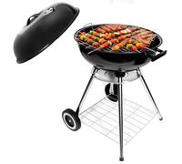HYCHIKA Barbecue a Carbonella Tondo, Ø47cm 18pollici Grill BBQ Carbonella Compatto con Coperchio e Ruote, per Giardino Balcone Campeggio