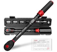 HYCHIKA Chiave Dinamometrica 1/2" 40-220 Nm, ±2% Precisione, Doppia Scala. | 72 Denti Doppio Senso, con Adattatore 3/8", Prolunga e Bussole (17, 19, 21mm) per Auto e Moto.