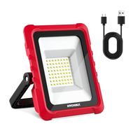 HYCHIKA Faro LED Ricaricabile 20 W 2000 lm 6500 K, Lampada Cantiere IP65 | Ricarica USB C con 64 LED. Faretto robusto per campeggio all'aperto e cantieri