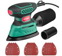HYCHIKA Levigatrice per Legno 140W, levigatrice 13000 OPM con efficiente raccolta della polvere, con carta vetrata 12PCS, ideale per levigare il legno e rimuovere ruggine e vernice