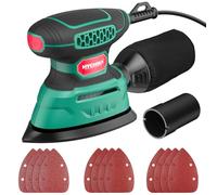 HYCHIKA Levigatrice per Legno 140W, levigatrice 13000 OPM con efficiente raccolta della polvere, con carta vetrata 12PCS, ideale per levigare il legno e rimuovere ruggine e vernice
