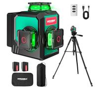HYCHIKA Livella Laser Autolivellante 3x360°, Livello Laser con Treppiede, 2 x 3000mAh Batterie, 1 Cavo di Ricarica, 2 Borse in Tessuto e 1 Telecomando, IP54