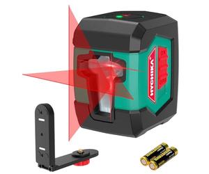 HYCHIKA Livella Laser, Laser Autolivellante 15m, Doppio Modulo Laser Commutabile Orizzontale/Verticale, Livello Laser Con Supporto, 2 batterie AA