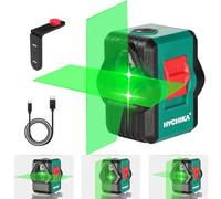 HYCHIKA Livella Laser Verde 45M,USB Ricarica, Livella Laser Autolivellante a Croce, IP54 per Esterno, 2 Modulo Linea Verticale/Orizzontale Laser, Supporto Magnetico, 360° Rotante
