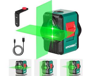 HYCHIKA Livella Laser Verde 45M,USB Ricarica, Livella Laser Autolivellante a Croce, IP54 per Esterno, 2 Modulo Linea Verticale/Orizzontale Laser, Supporto Magnetico, 360° Rotante