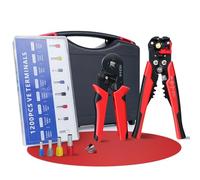 HYCHIKA Pinza Crimpatrice Capicorda，Spelafili Automatico 3 in 1, Strumenti di Crimpatura con 1200PCS Cavo Connettori 0.25-10mm²(AWG 24-8) Terminals, Pinza Capicorda, Attrezzi Kit Elettricista