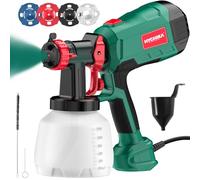 HYCHIKA Pistola per verniciare da 600W, Pistola a spruzzo per verniciare HVLP con contenitore da 1200ml, 4 ugelli, 3 modalità, ideale per la verniciatura di mobili, recinzioni, pareti, fai da te