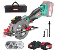 HYCHIKA Sega Circolare 18V, Mini Sega Circolare a Batteria 3500RPM con Guida Las