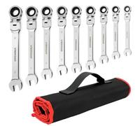 HYCHIKA - Set di 9 chiavi combinate flessibili da 6-19 mm, con testa flessibile, in custodia arrotolata, per riparazione auto, manutenzione industriale