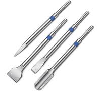 HYCHIKA Set Scalpelli SDS Plus 4 Pezzi - Scalpello a Punta, Piatto 40mm, Scanalatore 25mm e Piastrelle 20mm - Accessori per Tassellatore e Martello Demolitore su Calcestruzzo e Muratura