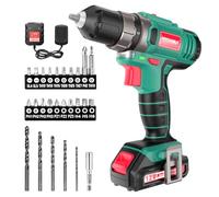 HYCHIKA Trapano Avvitatore Batteria 12V, 2 Velocità 21+1 Impostazione Della Coppia Massima di 30 Nm, 5x Punte Elicoidali, 20x Pezzi di Viti, Adatto Per Praticare Fori su Legno, Plastica e Metallo