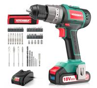 Trapano Avvitatore Batteria 18V, HYCHIKA Brushless 60Nm Trapano a Percussione, 2.0Ah Batteries, 53 Accessori, Caricatore Rapido, 21+3 Coppie, 2 Velocità Variabile, 0-500/0-2000 RPM