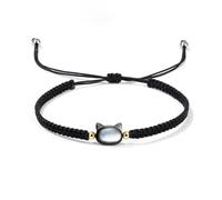 Hyclam Braccialetto fatto a mano con gatto bianco e nero, in corda intrecciata, braccialetto alla moda con ciondolo a forma di animale, gioiello da donna