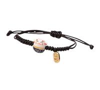 Hyclam Grazioso braccialetto Maneki Neko con gatto, realizzato a mano, in ceramica, regolabile, con perline colorate, per donne e ragazze