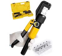HYCLAT 10 Tons Hydraulic Crimping Tool Battery Cable Lug Terminal Crimper with 9 Pairs of Dies, 12 AWG to 2/0 AWG Wire Crimping Tool