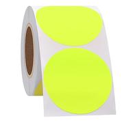 Hycodest Etichette rotonde da 5,1 cm, 300 pezzi, vuote, scrivibili, etichette adesive per scrivere a mano, etichette circolari bianche per prezzi e vendita di garage (giallo fluorescente)