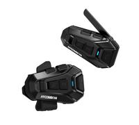 HYCOMM H4 Interfono Moto Bluetooth, Auricolare per Casco per 4 Piloti fino a 2000m, Musica e GPS simultanei, Batteria 35h, DSP anti-rumore, IP67 Impermeabile, Radio FM, 2 Set