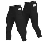 HYCOPROT 2 Pezzi 3/4 Pantaloni a Compressione da Uomo Pantaloni da Corsa ad Asciugatura Rapida Calzamaglia Sportivi Leggings Base Layer Traspiranti Pantaloni Stretti (Nero, M)