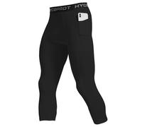 HYCOPROT 3/4 Pantaloni a Compressione da Uomo Pantaloni da Corsa ad Asciugatura Rapida Calzamaglia Sportivi Leggings Base Layer Traspiranti Pantaloni Stretti (Nero, S)