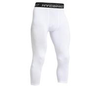 HYCOPROT 3/4 Pantaloni a Compressione da Uomo Pantaloni da Corsa ad Asciugatura Rapida Calzamaglia Sportivi Leggings Base Layer Traspiranti Pantaloni Stretti (White, S)