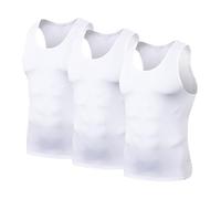 HYCOPROT 3 Pezzi Canotte Compressione da Uomo, Maglietta Traspirante Senza Maniche, Canottiera ad Asciugatura Rapida per Fitness, Palestra (IT, Testo, L, Regular, Regular, Bianco+Bianco+Bianco)