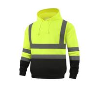 HYCOPROT Felpa ad Alta Visibilià Hi Vis Viz Pile di Sicurezza Riflettente Giacca da Lavoro ad Alta visibilità con Cappuccio Tasche Cappotto di Sicurezza Top Jacket per Uomo e Donna En ISO 20471