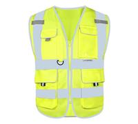 HYCOPROT Gilet di Sicurezza ad Alta Gilet Alta Visibilità con Tasche Sicurezza Gilet Riflettente Executive Manager Workwear Giacca Zip Brace Tasca Badge Giubbotto Catarifrangente Standard EN ISO 20471