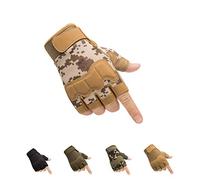 HYCOPROT Guanti Tattici Senza Dita, Guanti Militari all'aperto Leggeri Traspiranti Protettivi Sulle Nocche per Tiro, Caccia, Motociclismo, Arrampicata (Marrone, X-Large)