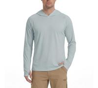 HYCOPROT Maglietta da Uomo Rash Guard con Cappuccio Protezione Solare UPF 50+ Rash Guard a Maniche Lunghe Maglietta da Nuoto UV Pesca Leggera ad Asciugatura Rapida Dry Fit Abbigliamento Spf Surf Corsa
