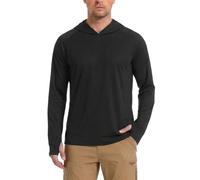 HYCOPROT Maglietta da Uomo Rash Guard con Cappuccio Protezione Solare UPF 50+ Rash Guard a Maniche Lunghe Maglietta da Nuoto UV Pesca Leggera ad Asciugatura Rapida Dry Fit Abbigliamento Spf Surf Corsa