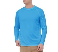 HYCOPROT Maglietta UV Uomo Rash Guard Maniche Lunghe UPF 50+ Protezione Solare Rashguard Sportive Asciugatura Traspirante Veloce Rapida per Surfing Camicia Pesca (Blu Cielo, 3XL)