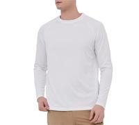 HYCOPROT Maglietta UV Uomo Rash Guard Maniche Lunghe UPF 50+ Protezione Solare Rashguard Sportive Asciugatura Traspirante Veloce Rapida per Surfing Camicia Pesca (Bianco, 3XL)