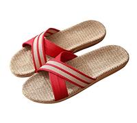 HYCYYFC Pantofole unisex in cotone lavabile con punta aperta per la casa scarpe da interno casual in lino morbido suola antiscivolo scarpe