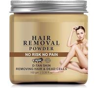Hyd Pur.e - Polvere depilatoria per ascelle, mani, gambe e bikini, 3 in uno, uso per la pelle D-Tan, rimozione dei peli, rimozione delle cellule morte con fragranza al legno di sandalo, 100 g