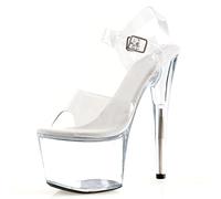 HYDgfiuf Sandali con Plateau Trasparenti da Donna Tacchi Alti con Punta Aperta Sexy Stripper Club Pole Dancing Show Heels Abito da Sposa Scarpe da Festa Unisex Large Size,Bianca,45