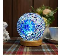 HyDlan Lampada da comodino in vetro, stile bohémien (15,5 x 12,5 cm), attacco USB, lampada da scrivania, decorazione moderna, camera da letto, soggiorno (blu boho cielo blu)