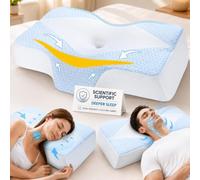 Hydomi Cuscino di supporto cervicale in memory foam per dolori al collo e alle spalle, con federa rinfrescante: cuscino ergonomico per cervicale, 5 x sollievo dal dolore, cuscini per letto sagomato