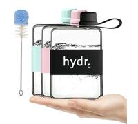 hydr Borraccia piatta e piccola per borse e viaggi, in plastica Tritan, sottile, a tenuta stagna, 500 ml, con spazzola per la pulizia, senza BPA e bottiglia quadrata riutilizzabile