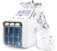 Hydra - Macchina facciale 7 in 1, per acqua ossigenata, con maschera a LED, per pulizia profonda del viso, peeling e idrodermoabrasione, dispositivo a bolle piccole, doppia pompa grande e forte